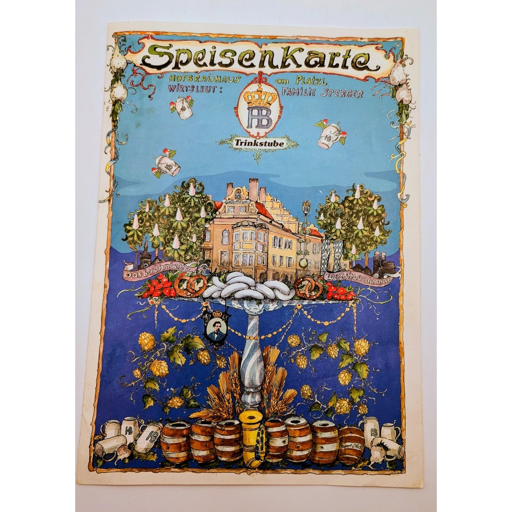 Vintage 1996 Hofbrauhaus Munich Germany Beer Hall Menu SpeisenKarte Trinkstube